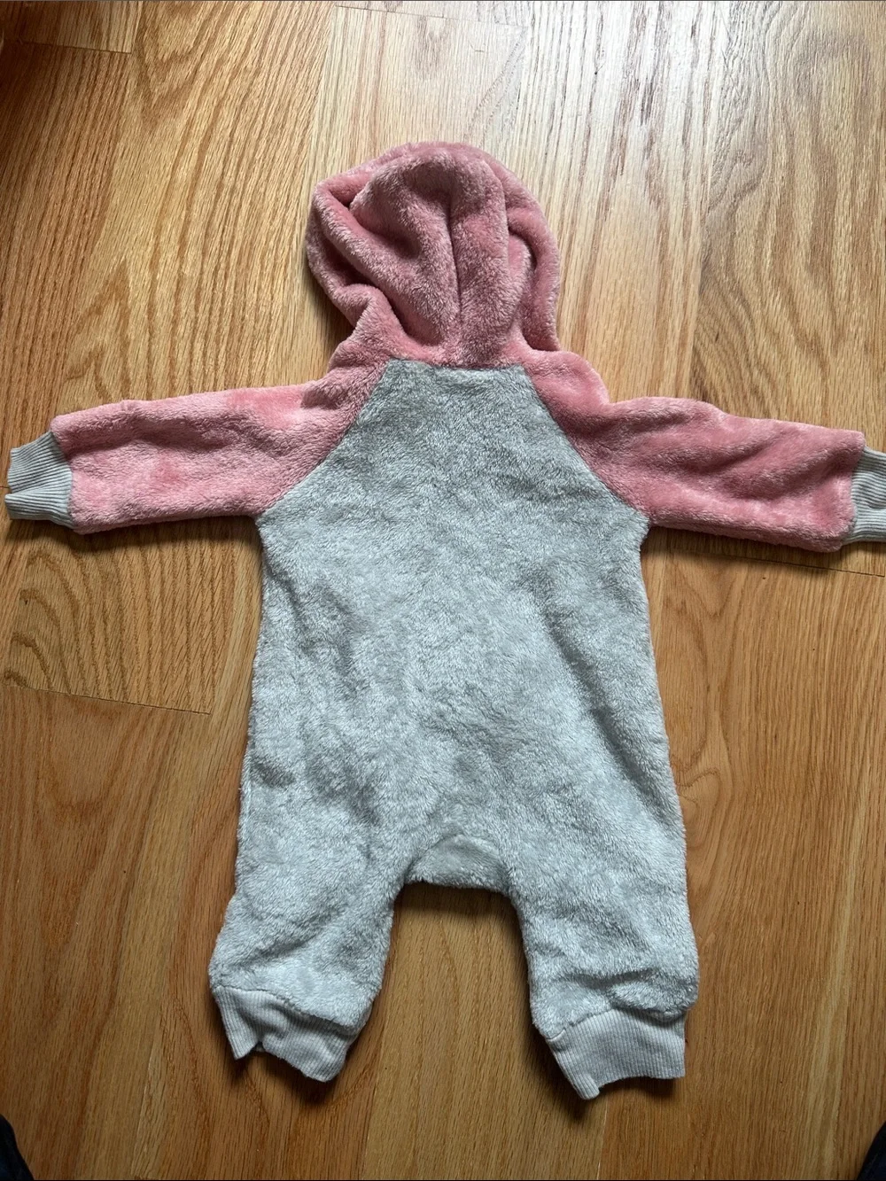 Disney Minnie Plush Hooded One-Piece - Pink & Light Gray